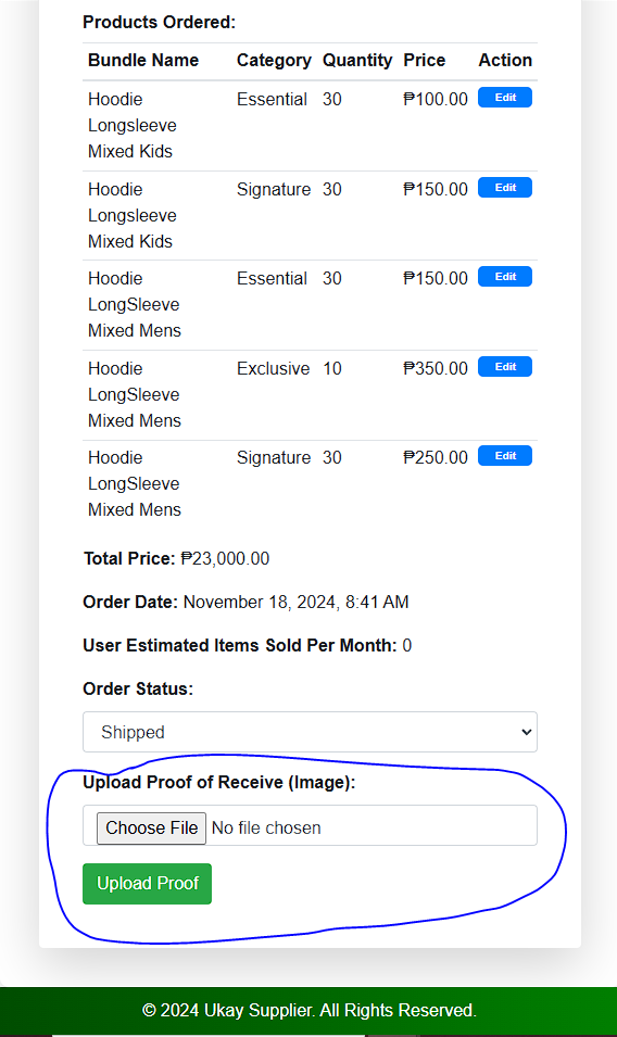 Upload Proof Screenshot